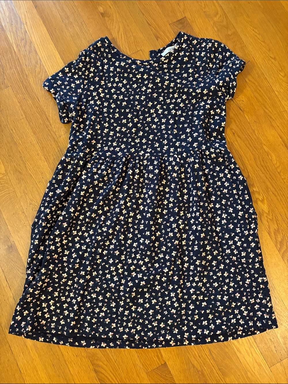 Navy Floral Short-Sleeve Dress